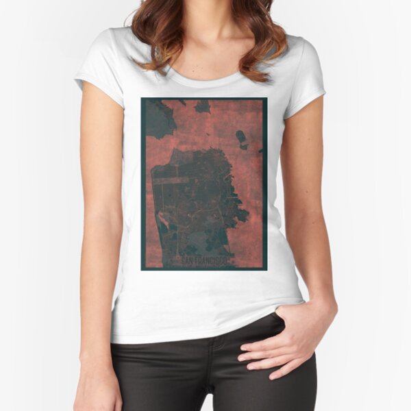 San Francisco Map Red Fitted Scoop T-Shirt