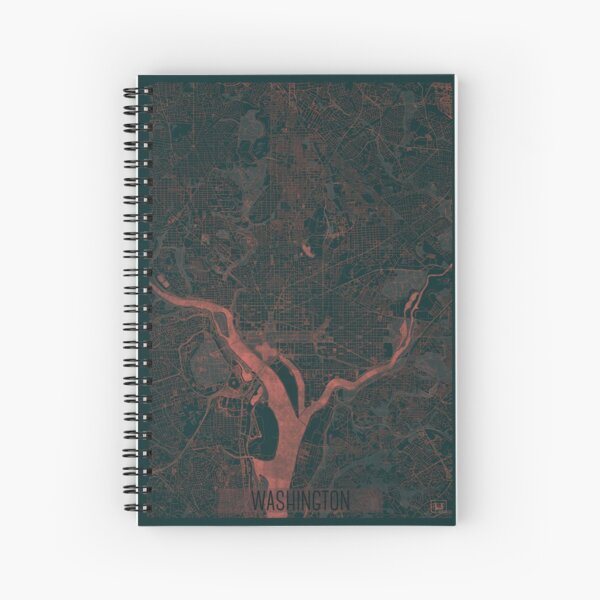 Washington Map Red Spiral Notebook