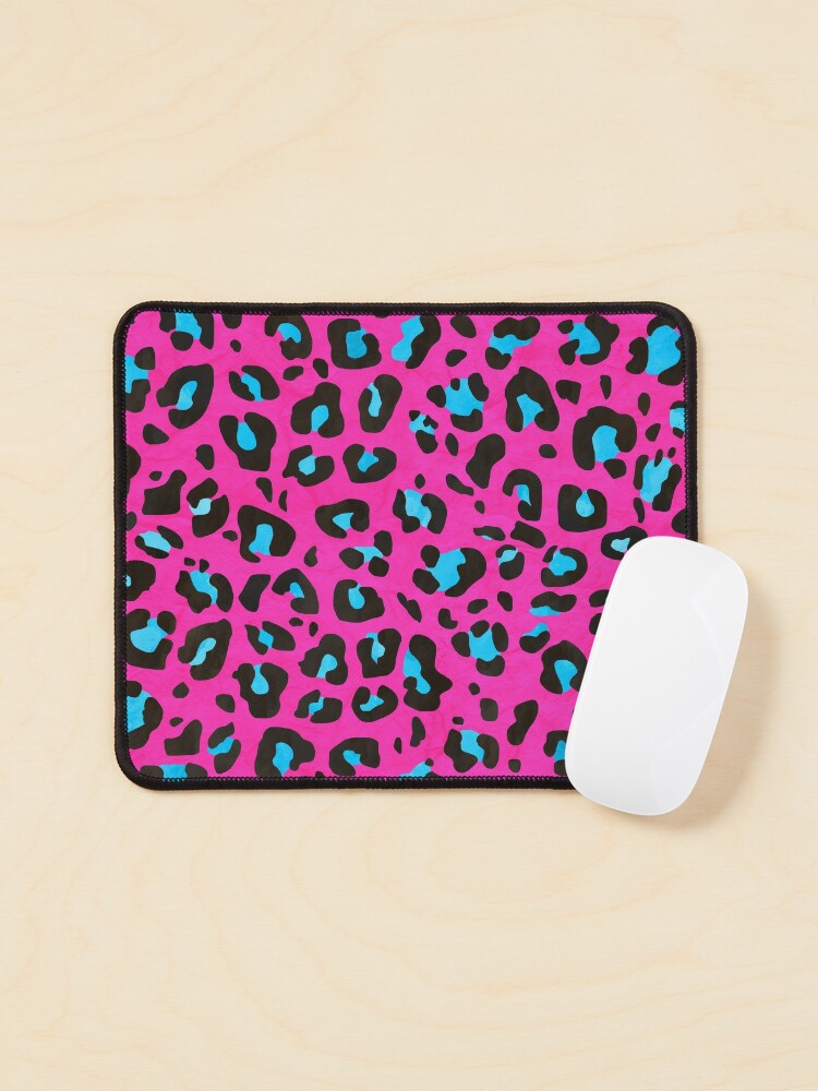 Bright Pink, Blue and Black Leopard Print | Mouse Pad