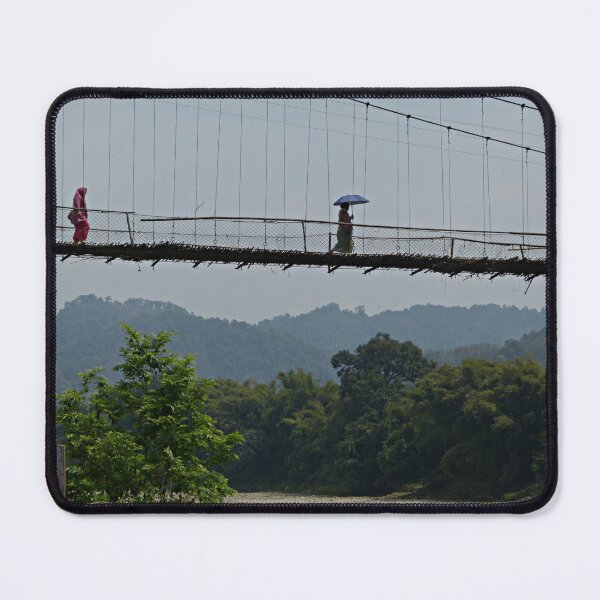 Item preview, People on Jungle Bamboo Suspension Bridge, India designed and sold by worldways.