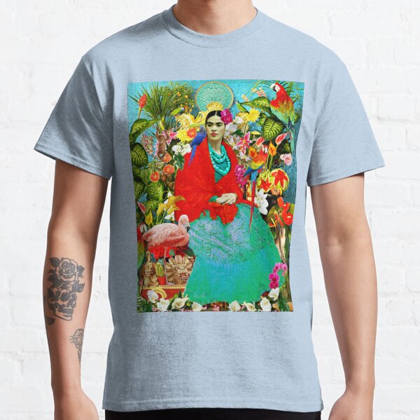 Aperçu de l'œuvre Frida Kahlo avec des animaux, des plantes et des oiseaux mexicains créée et vendue par FridaArtGallery.
