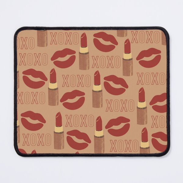 Item preview, XOXO Red Lip Stick Pattern - Fall Lip color - Brown Background designed and sold by SMillustrations.