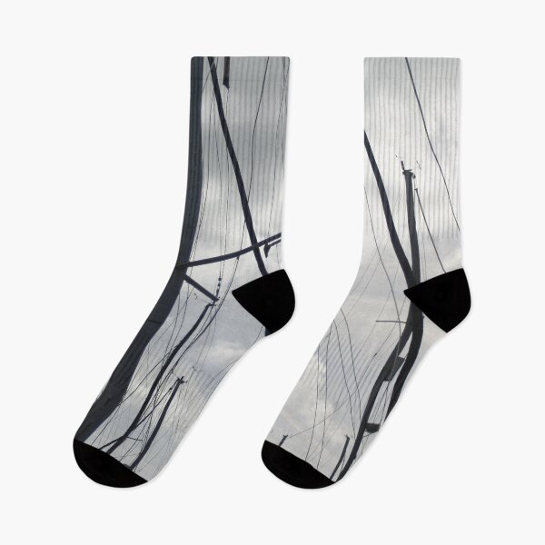 Item preview, Silhouette of yacht masts on cloudy sky designed and sold by Anna Lemos.