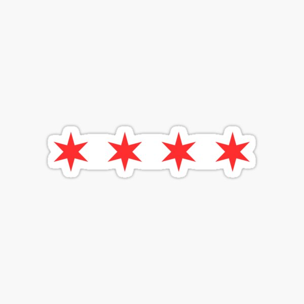 Four Chicago flag stars Sticker