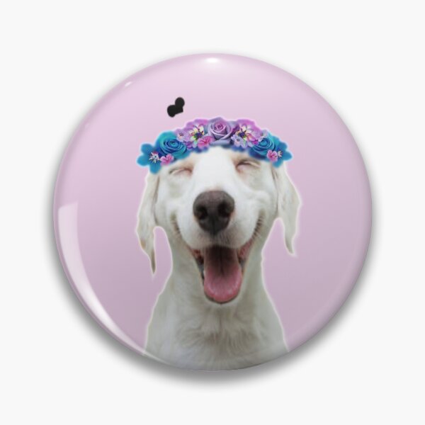 Item preview, smiling dog with flower crown designed and sold by MarsEsmeVT.