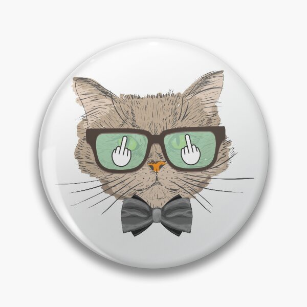 Item preview, Flipping Off Cat - An Illustrated Design Of A Cat In A Bowtie And Glasses - Available As Stickers Etc designed and sold by crazycollective.