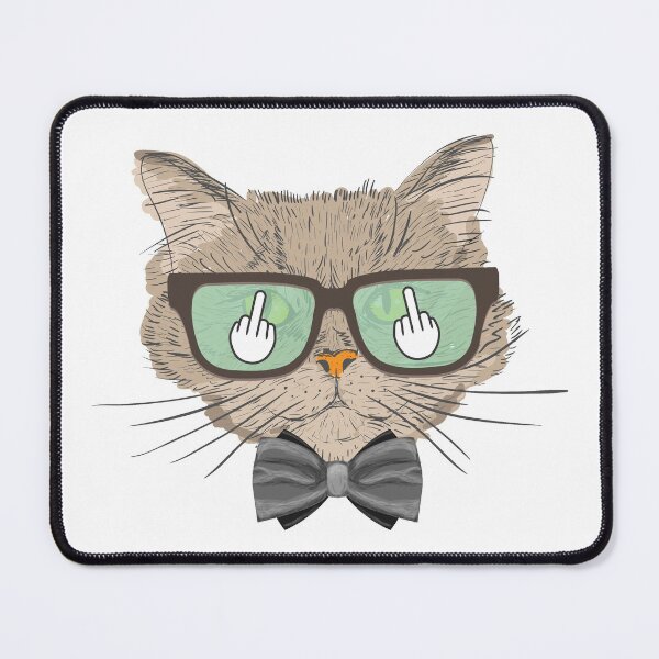 Item preview, Flipping Off Cat - An Illustrated Design Of A Cat In A Bowtie And Glasses - Available As Stickers Etc designed and sold by crazycollective.