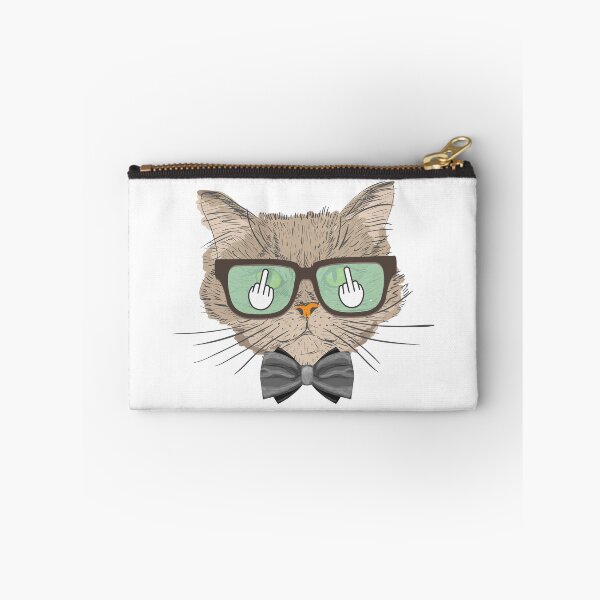 Item preview, Flipping Off Cat - An Illustrated Design Of A Cat In A Bowtie And Glasses - Available As Stickers Etc designed and sold by crazycollective.