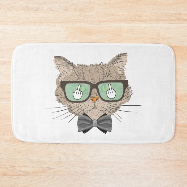 Item preview, Flipping Off Cat - An Illustrated Design Of A Cat In A Bowtie And Glasses - Available As Stickers Etc designed and sold by crazycollective.
