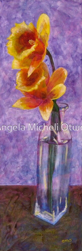Daffodils in a Glass Vase by Angela Micheli Otwell