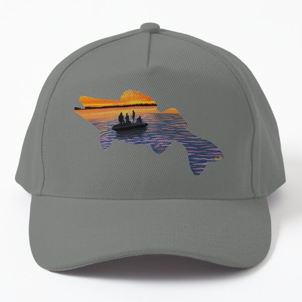 Walleye Silhouette - Lake Life - Blue Grey Baseball Cap