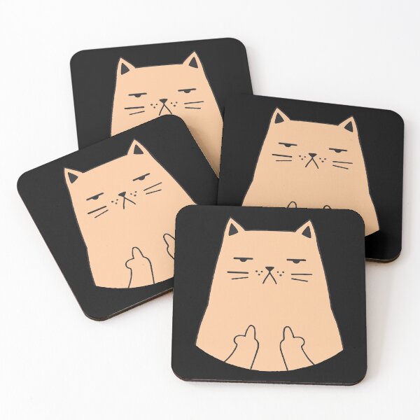 Item preview, Flipping Off Cat - An Illustrated Design Of A Cat Giving The Middle Finger - Available As Stickers Etc designed and sold by crazycollective.
