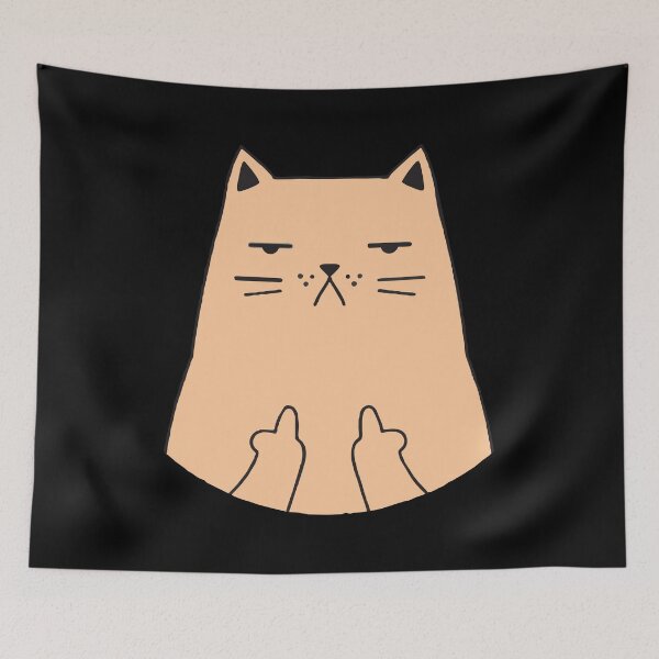 Item preview, Flipping Off Cat - An Illustrated Design Of A Cat Giving The Middle Finger - Available As Stickers Etc designed and sold by crazycollective.