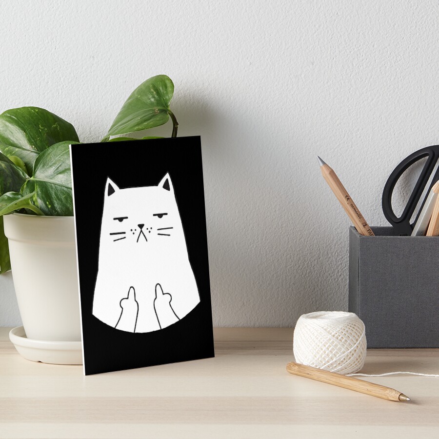 "Flipping Off Cat - An Illustrated Design Of A Cat Giving The Middle