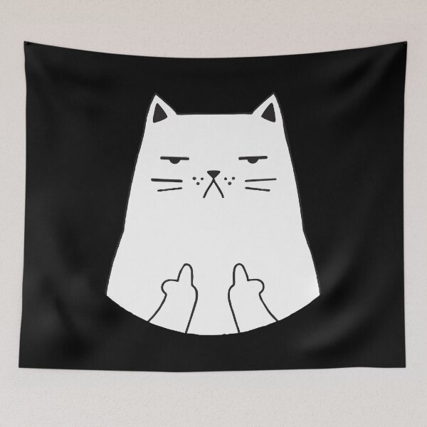 Item preview, Flipping Off Cat - An Illustrated Design Of A Cat Giving The Middle Finger - Available As Stickers Etc designed and sold by crazycollective.