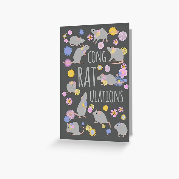 Item preview, Rats and flowers Congratulations Card designed and sold by Amy Hadden.