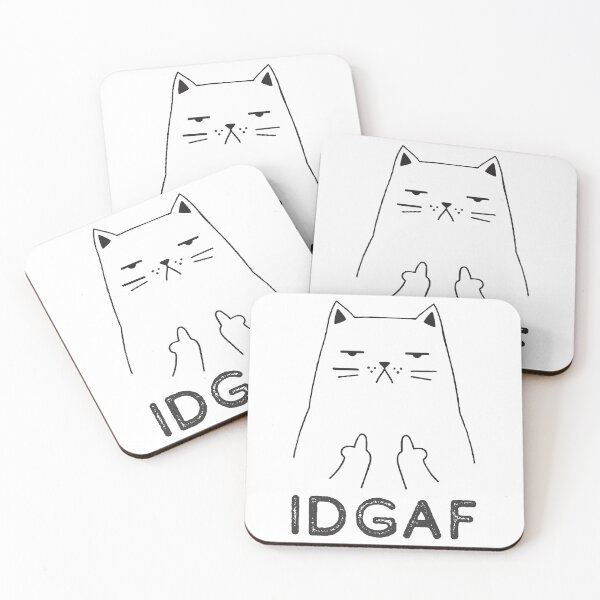 Item preview, Flipping Off Cat - An Illustrated Design Of A Cat Giving The Middle Finger - IDGAF - Available As Stickers Etc designed and sold by crazycollective.
