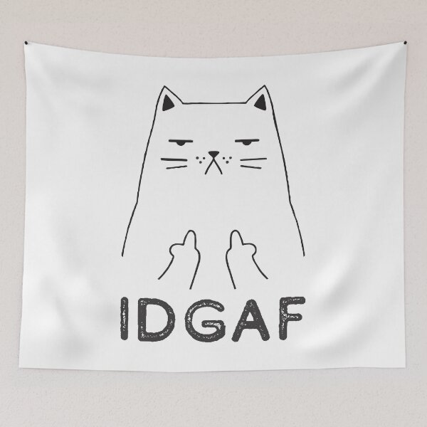Item preview, Flipping Off Cat - An Illustrated Design Of A Cat Giving The Middle Finger - IDGAF - Available As Stickers Etc designed and sold by crazycollective.