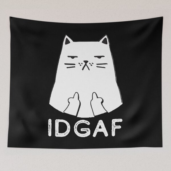 Item preview, Flipping Off Cat - An Illustrated Design Of A Cat Giving The Middle Finger - IDGAF - Available As Stickers Etc designed and sold by crazycollective.