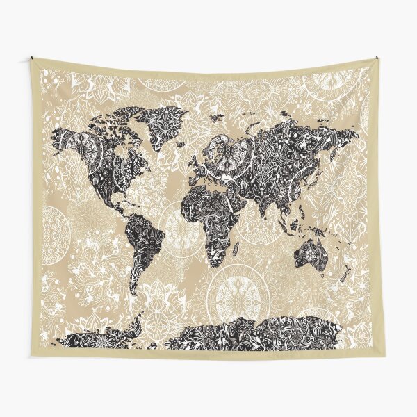 world map mandala 3 Tapestry