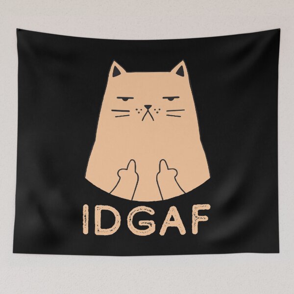 Item preview, Flipping Off Cat - An Illustrated Design Of A Cat Giving The Middle Finger - IDGAF - Available As Stickers Etc designed and sold by crazycollective.