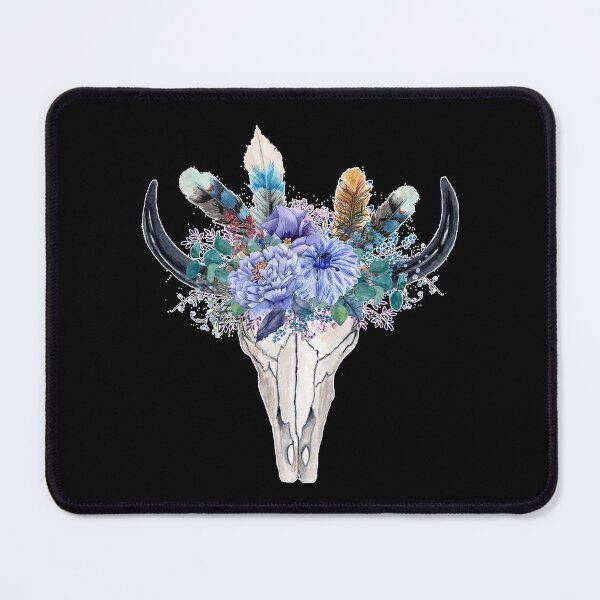 Item preview, Bull skull feathers and flowers designed and sold by Astralia.