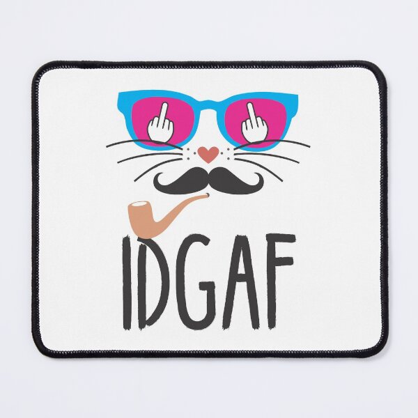 Item preview, Flipping Off Cat - An Illustrated Design Of A Cat With A Mustache And Pipe - IDGAF - Available As Stickers Etc designed and sold by crazycollective.