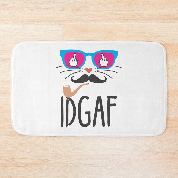 Item preview, Flipping Off Cat - An Illustrated Design Of A Cat With A Mustache And Pipe - IDGAF - Available As Stickers Etc designed and sold by crazycollective.