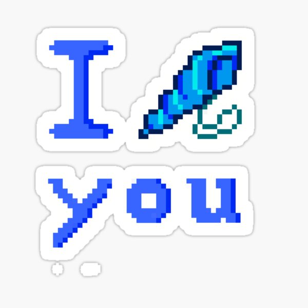 Stardew Valley Mermaid Pendant - I Love You (White Outline) Sticker