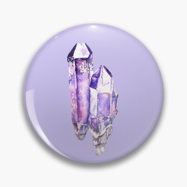 Item preview, Two Cluster Purple Amethyst crystal, watercolour crystal painting designed and sold by Goldstarwork.