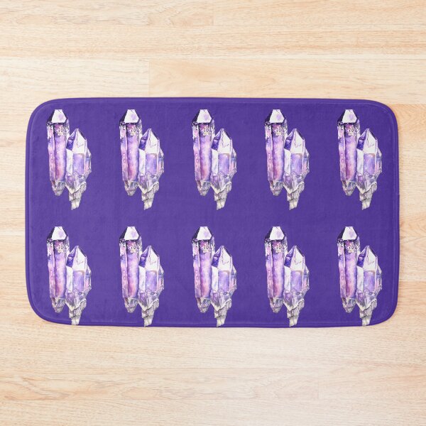 Item preview, Two Cluster Purple Amethyst crystal, watercolour crystal painting designed and sold by Goldstarwork.