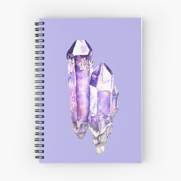 Item preview, Two Cluster Purple Amethyst crystal, watercolour crystal painting designed and sold by Goldstarwork.