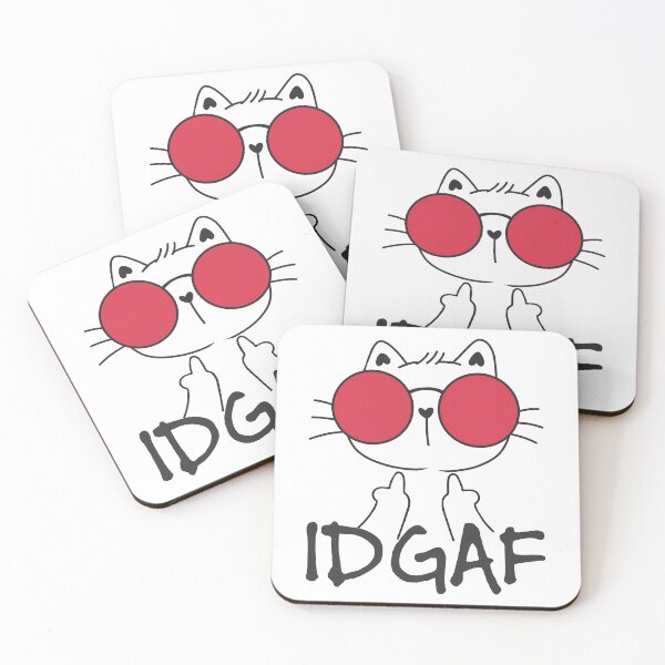 Item preview, Flipping Off Cat - An Illustrated Design Of A Cat Wearing Glasses Giving The Middle Finger - IDGAF -Available As Stickers Etc designed and sold by crazycollective.