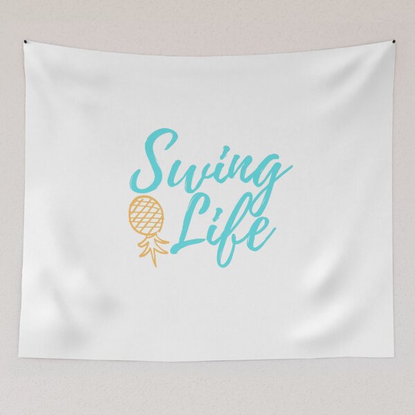 Item preview, Swing Life Swinger Lifestyle Upside Down Pineapple Teal and Gold- White designed and sold by MixedBagMerch.