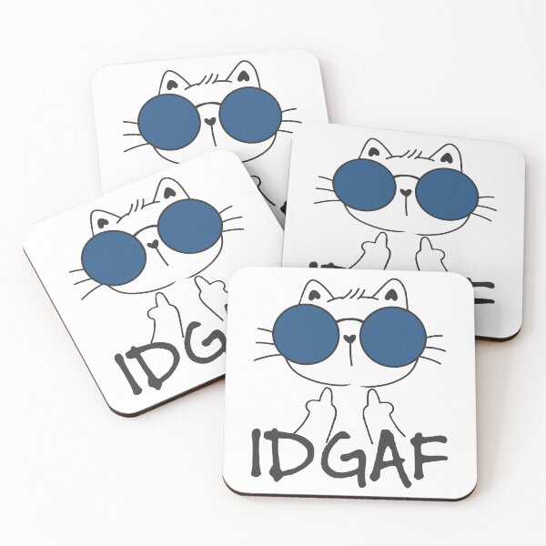 Item preview, Flipping Off Cat - An Illustrated Design Of A Cat Wearing Glasses Giving The Middle Finger - IDGAF -Available As Stickers Etc designed and sold by crazycollective.