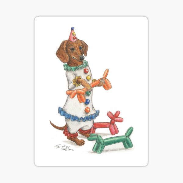 Dachshund Clowning Around Sticker