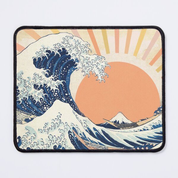 The Great Wave off Kanagawa Retro Vintage Sunset Mouse Pad