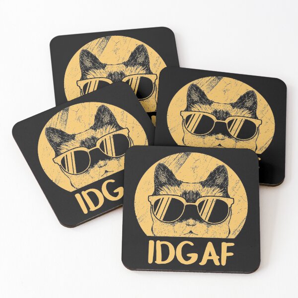 Item preview, Flipping Off Cat - An Illustrated Distressed Design Of A Cat Wearing Glasses Giving The Middle Finger - IDGAF -Available As Stickers Etc designed and sold by crazycollective.
