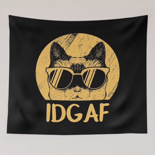 Item preview, Flipping Off Cat - An Illustrated Distressed Design Of A Cat Wearing Glasses Giving The Middle Finger - IDGAF -Available As Stickers Etc designed and sold by crazycollective.
