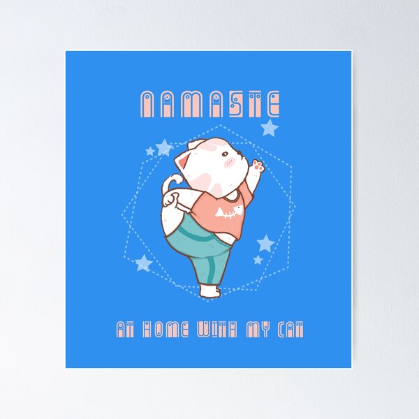 Item preview, Namaste at home with my cat in blue designed and sold by urban-color.