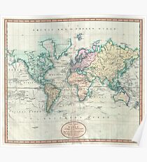 Vintage Map of The World (1801) Poster