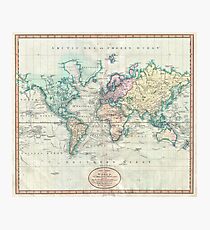Vintage Map of The World (1801) Photographic Print