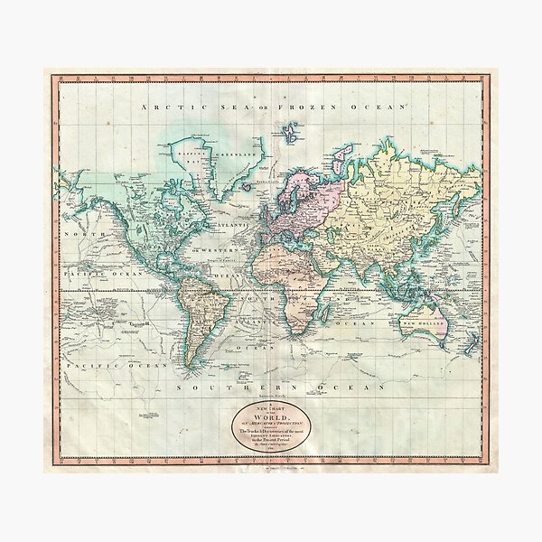 Item preview, Vintage Map of The World (1801) designed and sold by BravuraMedia.
