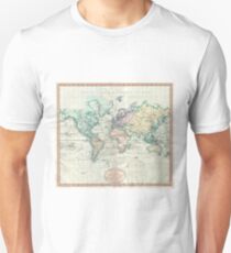 Vintage Map of The World (1801) Slim Fit T-Shirt