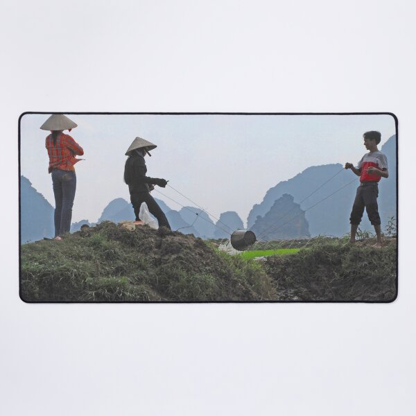 Item preview, Farmers Irrigating Rice Fields, Rural Landscape, Vietnam designed and sold by worldways.