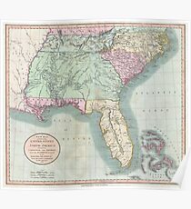 Vintage Map of The Southeastern U.S. (1806) Poster