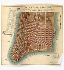 Póster Vintage Map of Lower New York City (1807)
