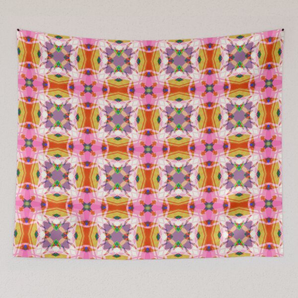 Item preview, Colorful Autumn Fall Yellow Orange Grey Gray Pink Geometric Cross Pattern Mosaic designed and sold by PatternPerfect.