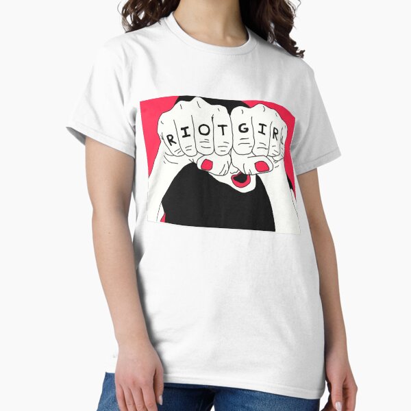 Vista previa del artículo con la obra «Regalos del día Riot Girl Riot», diseñado y vendido por GraysonReidTee.