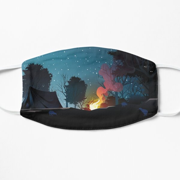 Kiwi birds explore a campsite Flat Mask